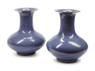 A Pair of Chinese Lavender Glazed Porcelain Vases