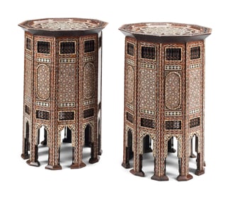 A Pair of Moorish Style Marquetry Side Tables
