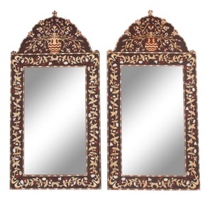 A Pair of Iberian Marquetry Mirrors