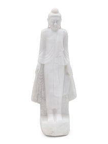 A Large White Marble Figure of Buddha