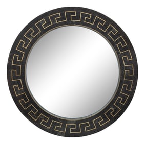 A Neoclassical Style Brass Inlaid Tessellated Marble Mirror
