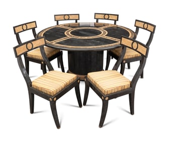 A Marble-Veneered Dining Set