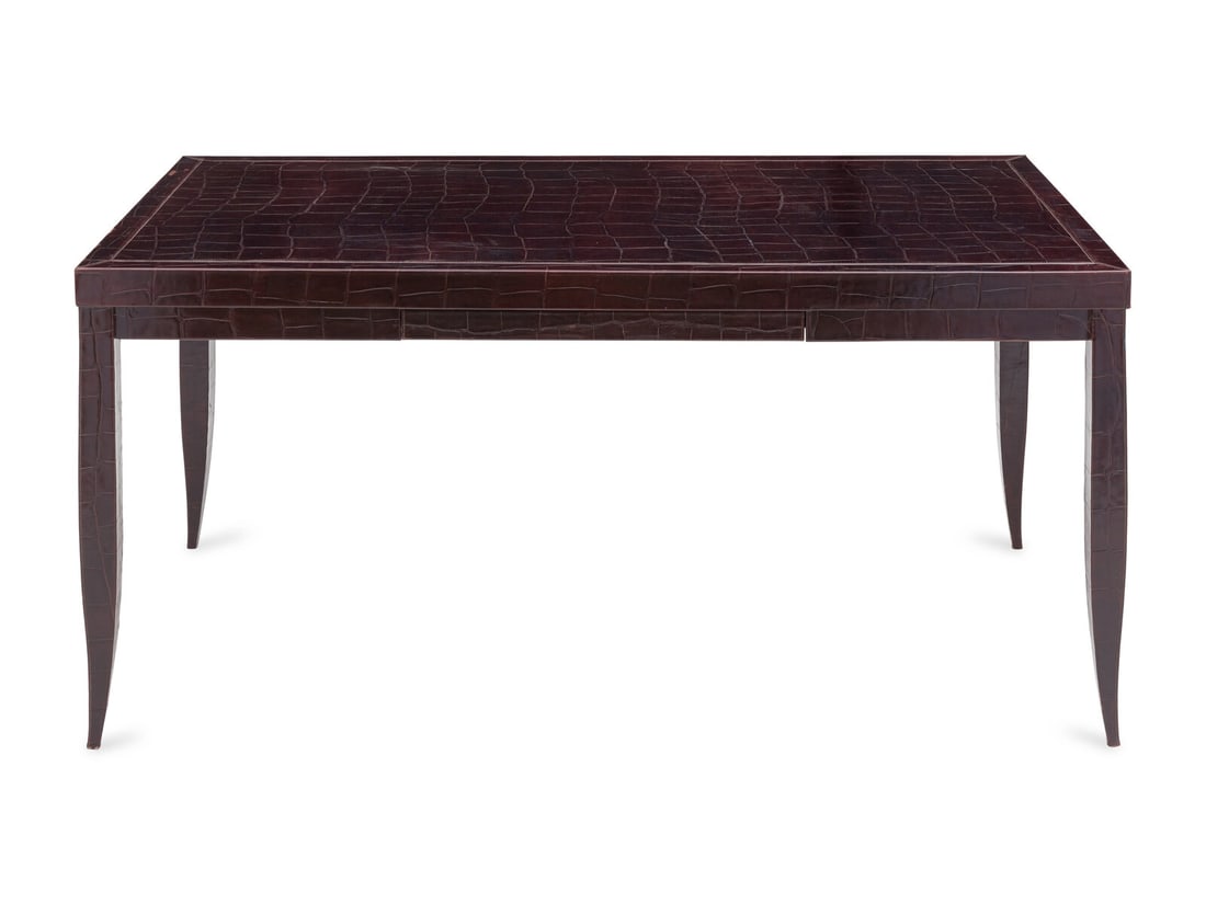 A Contemporary Alligator Embossed Leather Veneered Desk (1 of 2)
