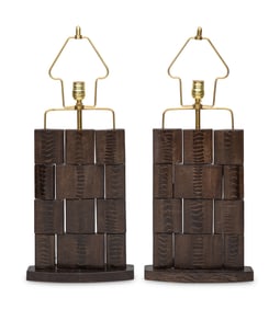 A Pair of R&Y Augousti Ostrich Leather Table Lamps