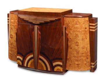 An Art Deco Style Various Woods Console Cabinet
