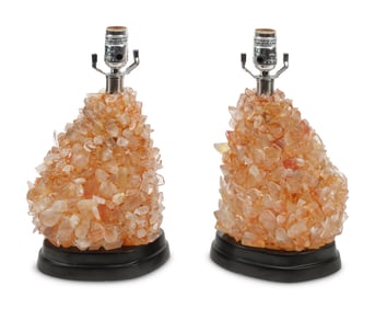 A Pair of Rock Crystal Mounted Table Lamps