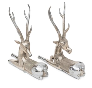 A Pair of Large Nickel-Plated Stags