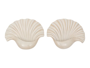 A Pair of Large Chapman Shell-Form Ceramic Sconces