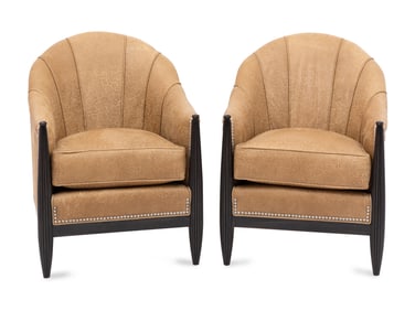 A Pair of Swaim Art Deco Style Club Chairs