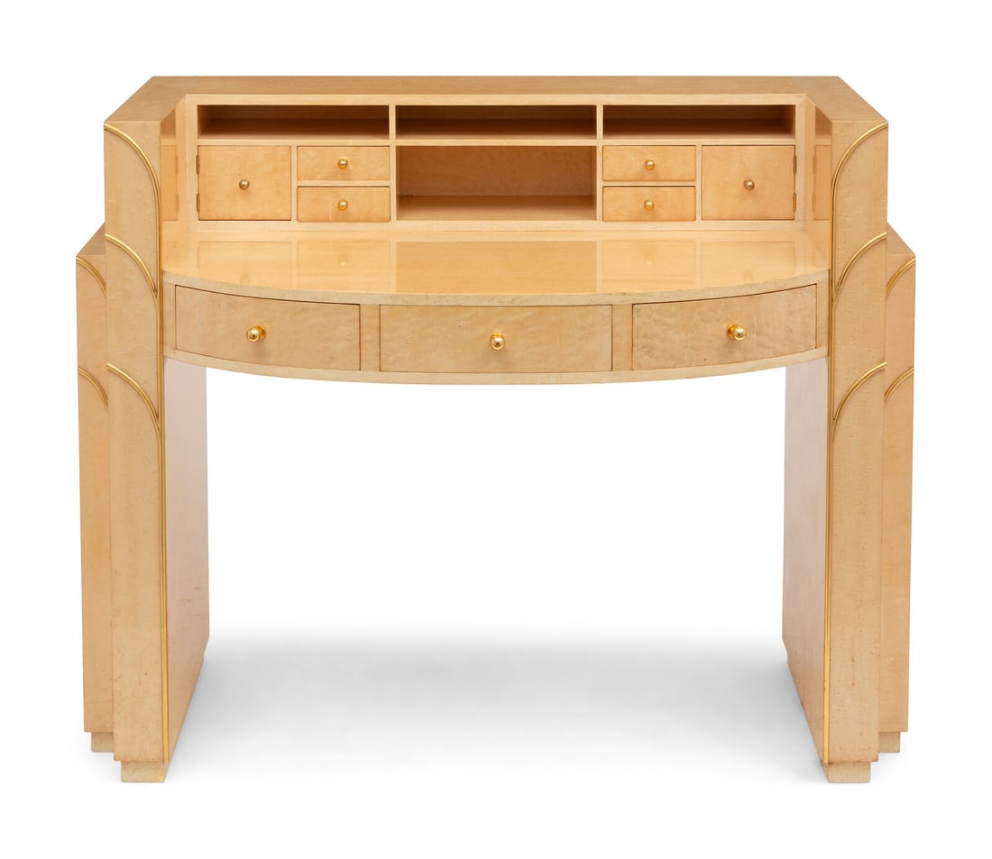 An Art Deco Style Brass Mounted Birdseye Maple Dressing Table (1 of 3)