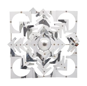 A Geometric Polished Steel Wall Sculpture