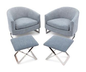 A Pair of Milo Baughman Barrel Chairs