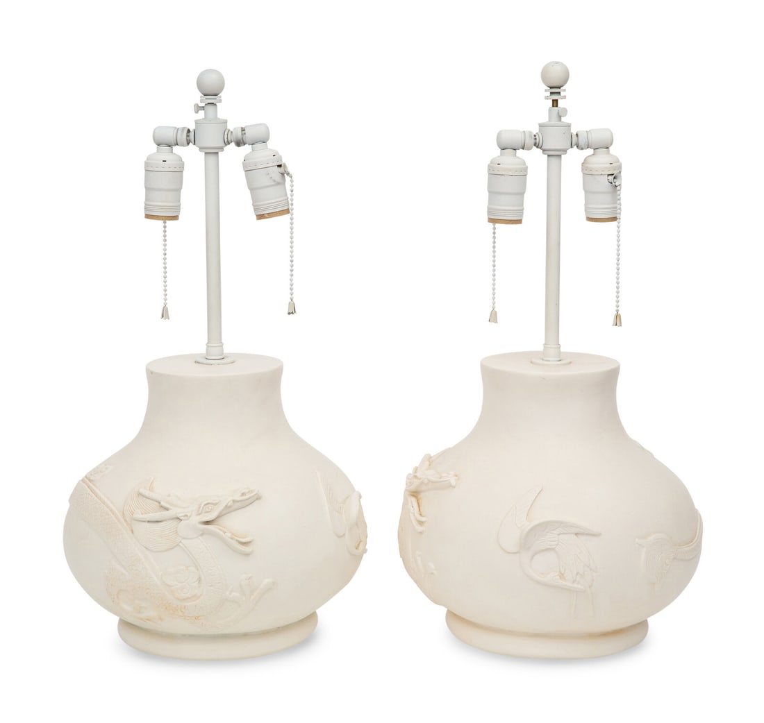 A Pair of Sirmos Dragon Relief Table Lamps (1 of 2)