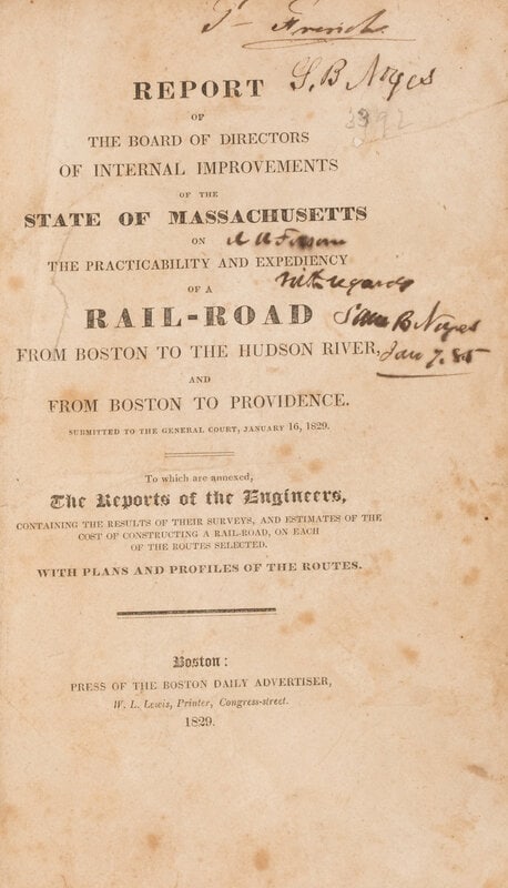 [Americana] Baldwin, James Fowle, and James Hayward, and Solomon Willard. Report of the Board of Dir: [Americana] Baldwin, James Fowle, and James Hayward, and Solomon Willard. Report of the Board of Directors of Internal Improvements of the State of Massachusetts on the Practicability and Expediency o