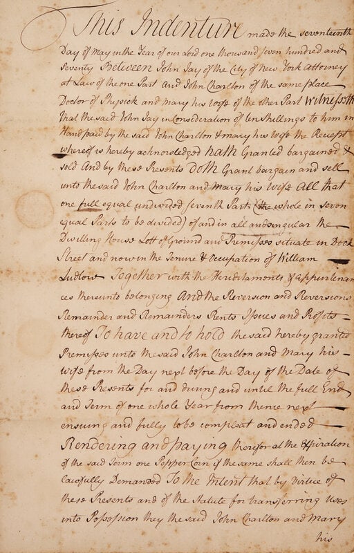 [Americana] Jay, John. Autograph Document, signed (1 of 2)