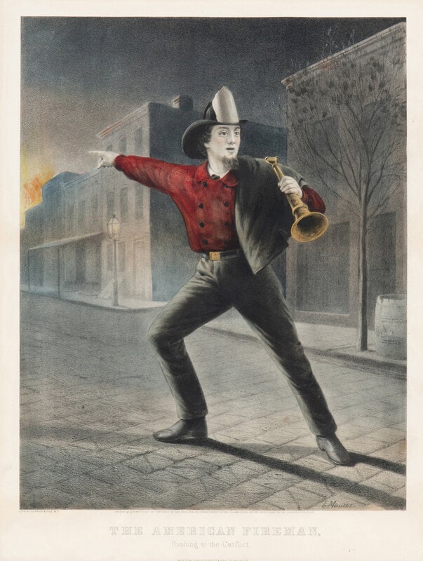 [Prints] Currier and Ives. American Fireman: Rushing to the Conflict (1 of 2)