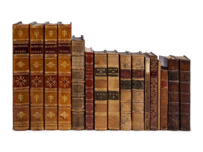 [Philosophy] Group of 9 Works: [Philosophy] Group of 9 Works 10 works in 16 volumes, various folio, 8vo and 4to sizes, most in contemporary binding. Condition generally fine. Including: Addison, Joseph Works. Birmi