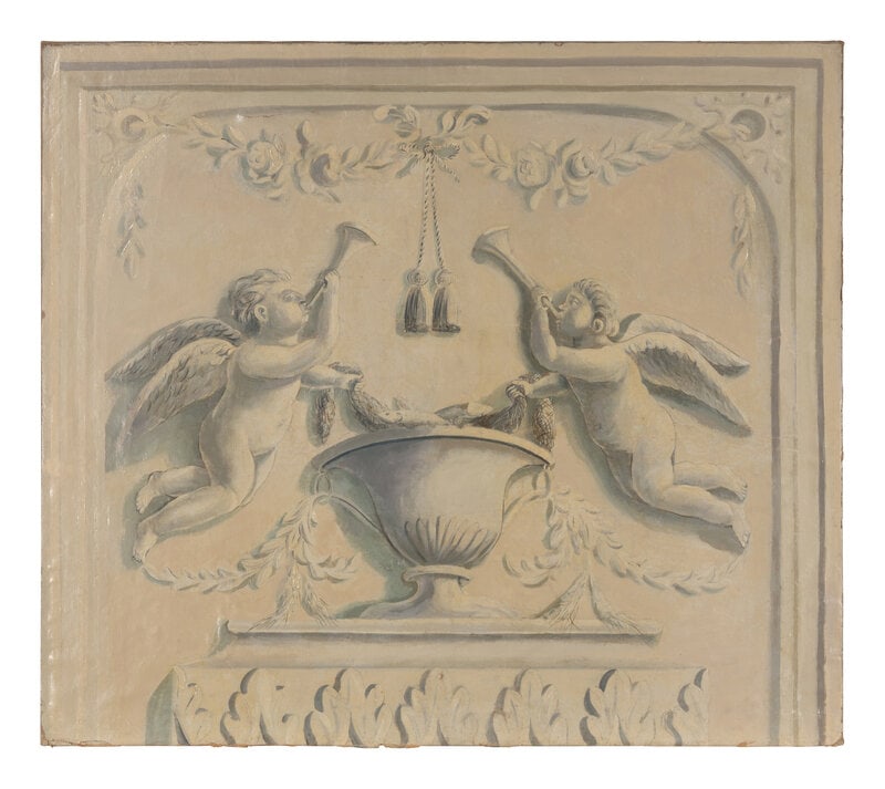 A French Grisaille-Painted Canvas Fire Board (1 of 17)
