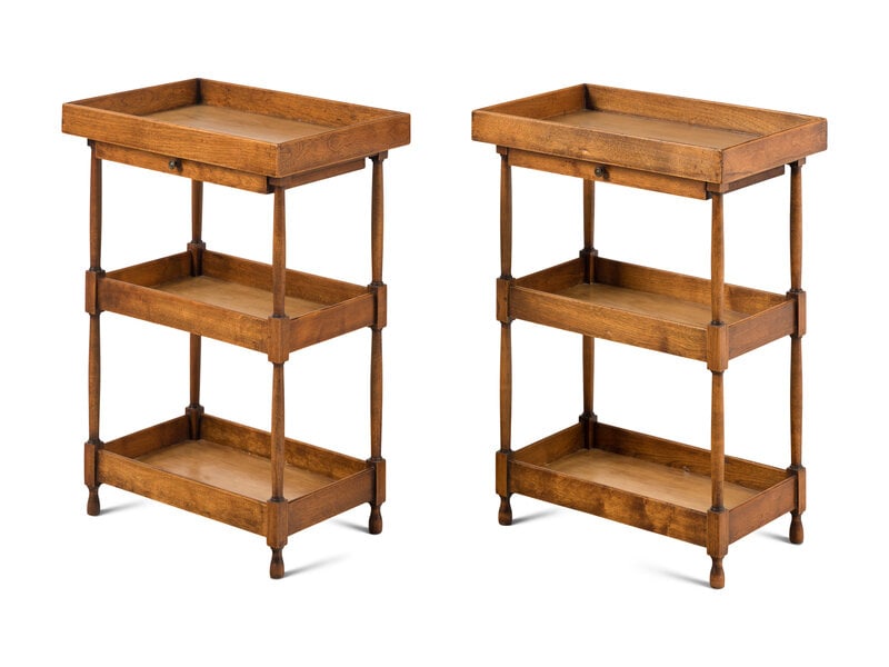 A Pair of Continental Walnut Three-Tier Side Tables (1 of 16)