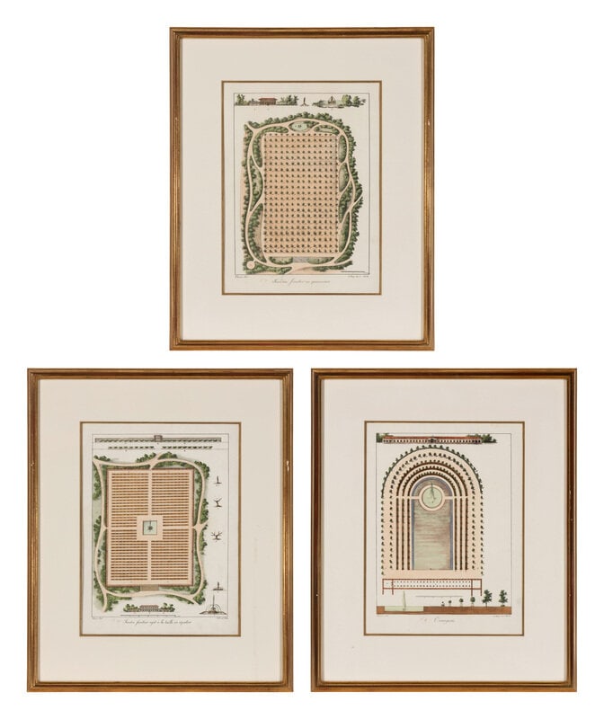 A Set of Three Hand Colored Lithographs of Garden Designs  (1 of 19)