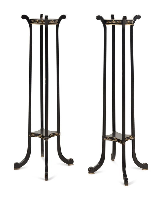 A Pair of Ebonized and Parcel-Gilt Jardinière Stands  (1 of 17)