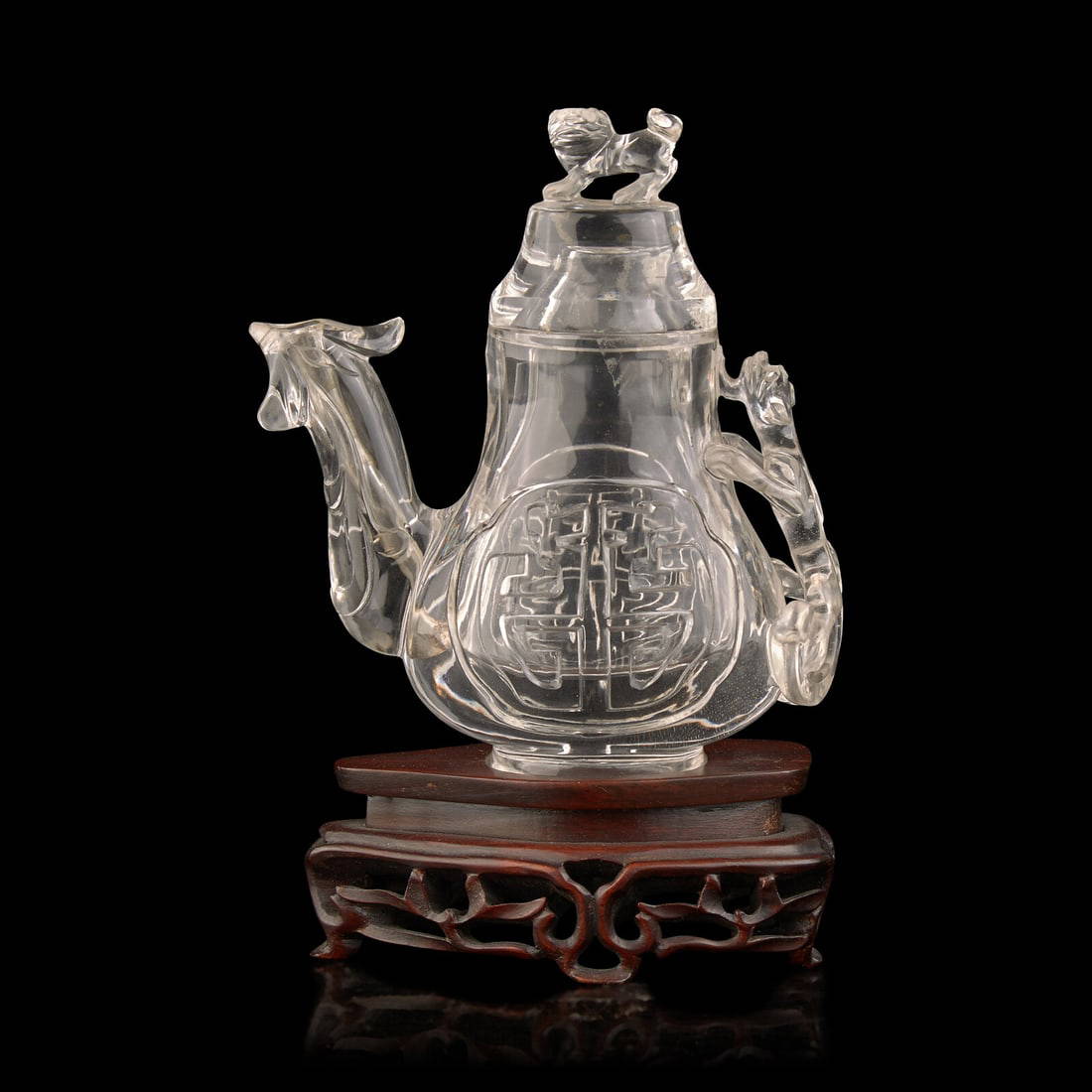 A Chinese Rock Crystal 'Phoenix' Ewer-Form Vase and Cover, 20th Century 近代 雕