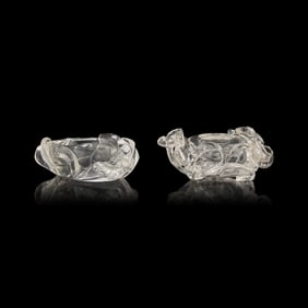 Two Small Chinese Rock Crystal Coupes, 20th Century 近代 雕水晶&#33457