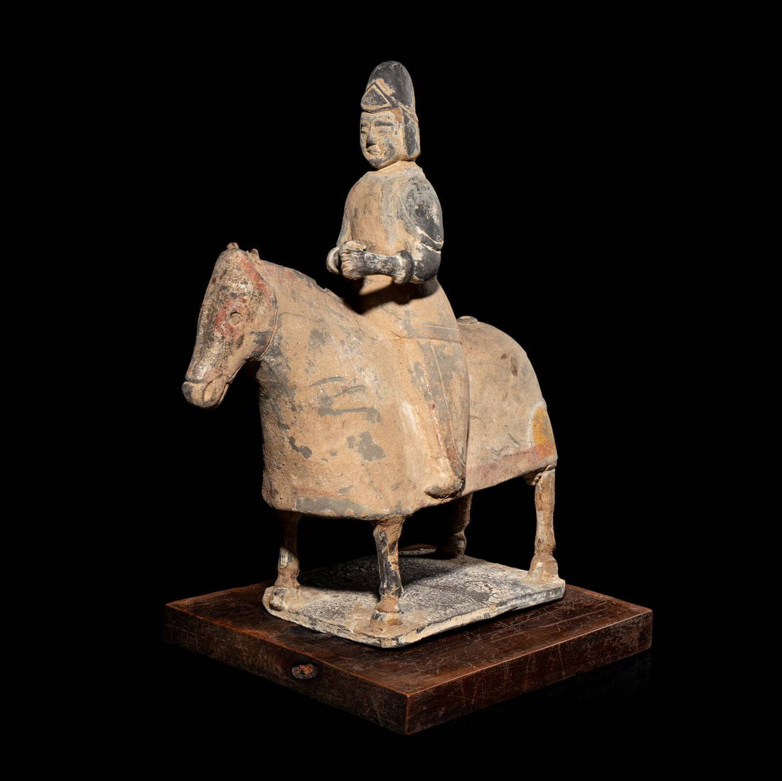 A Chinese Pottery Horse with Rider, Northern Wei Dynasty 北魏 灰陶騎