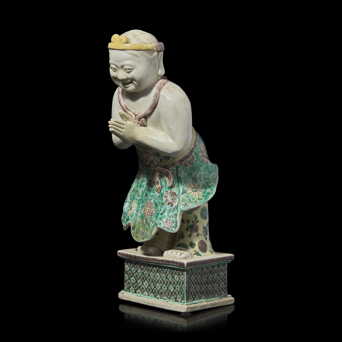 A Chinese Famille Verte Figure of Sudhana (Shancai Tongzi), 19th Century or Earlier 十九