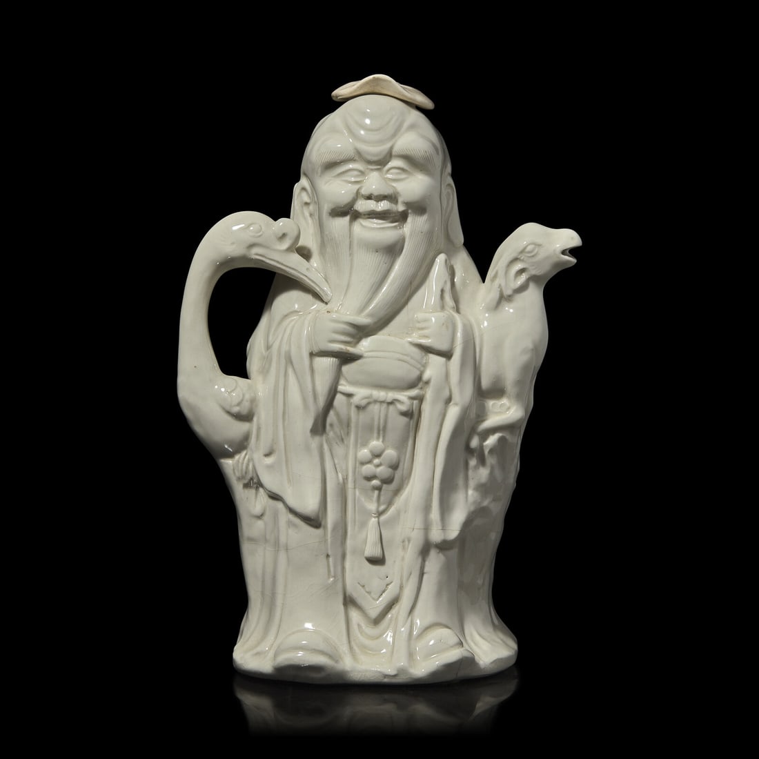 Eumorfopoulos Collection: A Molded \"Soft Paste Porcelain\" \"Shoulao\" Ewer, 18th Century 清