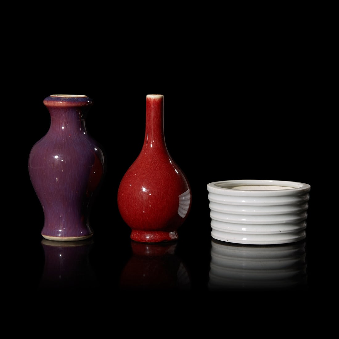 Two Chinese Vases and a Dehua Porcelain Censer 花樽兩件及香