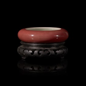 A Chinese Peachbloom Glazed Porcelain Brush Washer, Tangluoxi, 19th Century  清中&#26202