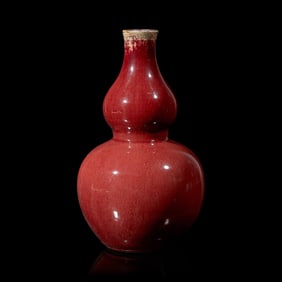 A Chinese Flambé Glazed Double Gourd Vase, Late Qing/Republic Period  晚清民