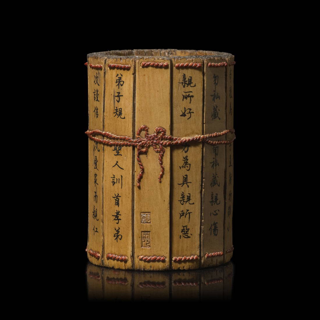 A Chinese Ceramic Faux Bamboo Brushpot, Bitong, Republic Period 民國 瓷仿