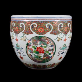 A Chinese Famille Verte Porcelain Fish Bowl, 20th Century 近代 粉彩鳳