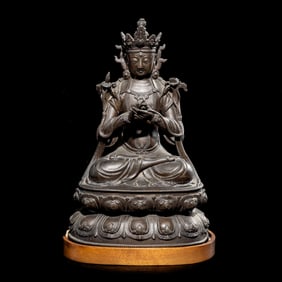 A Chinese Bronze Figure of a Seated Bodhisattva 铜菩薩坐像