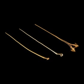 Three Chinese Gold Hairpins, Tang-Ming Dynasty ﻿唐-明 金並頭