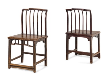 A Pair of Chinese Lacquered Hardwood Side Chairs, Shubeiyi, 20th Century 二十世