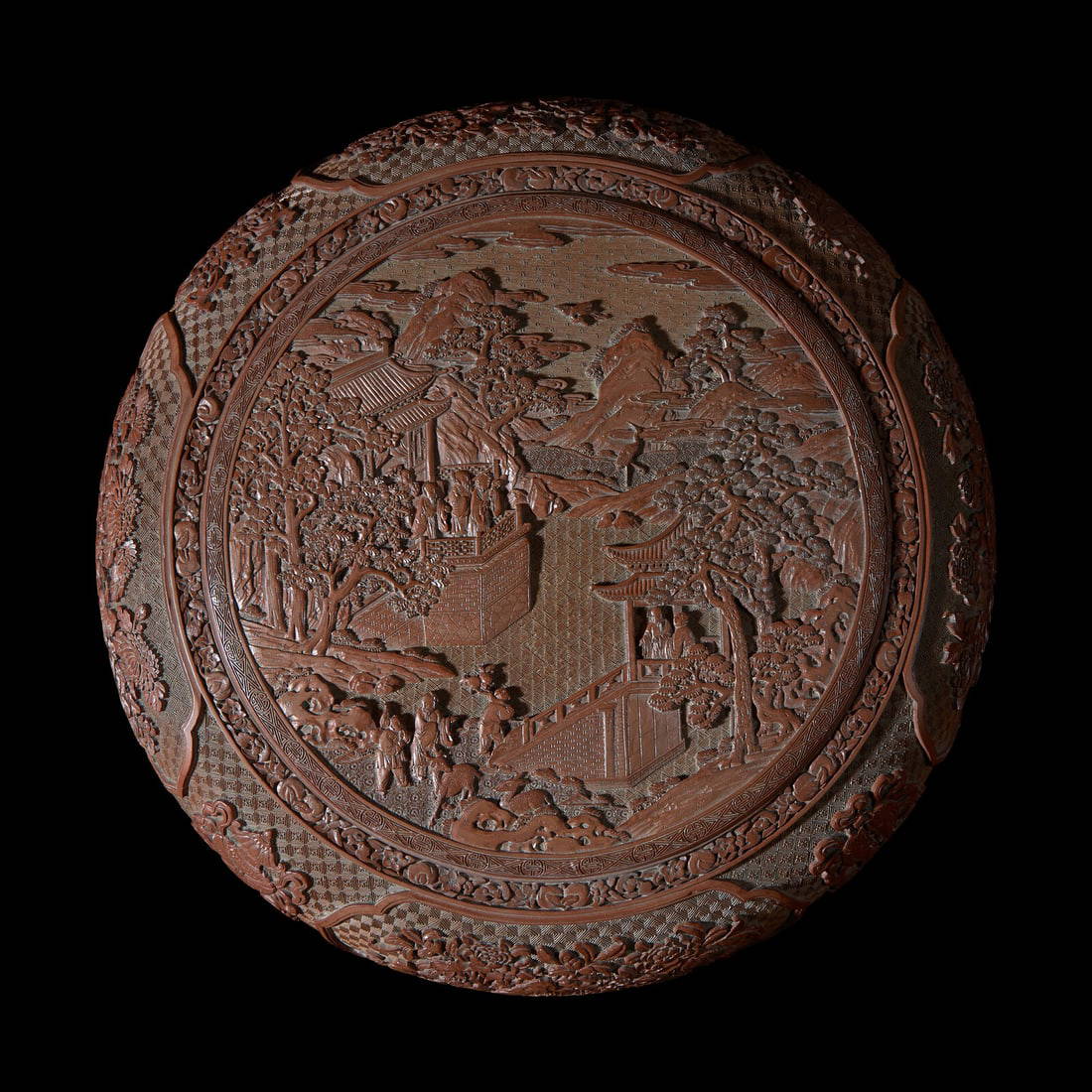 A Large Chinese Cinnabar Lacquer Circular Box and Cover, Late 19th/ Early 20th century 晚