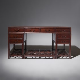 A Chinese Hardwood Double Pedestal Desk, 20th Century 二十世紀 硬