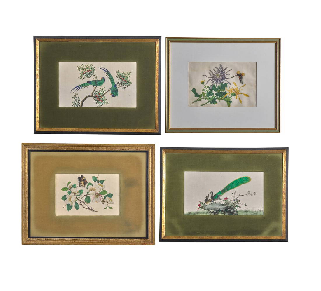 Four Chinese Pith Paintings, Late 19th-Early 20th Century 清晚期 通草