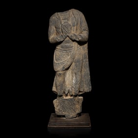 A Gandharan Grey Schist Torso of a Standing Bodhisattva, 3rd-5th Century