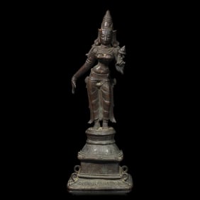 An Indian Bronze Figure of a Standing Female Deity, Budevi, 18th/19th Century or Earlier