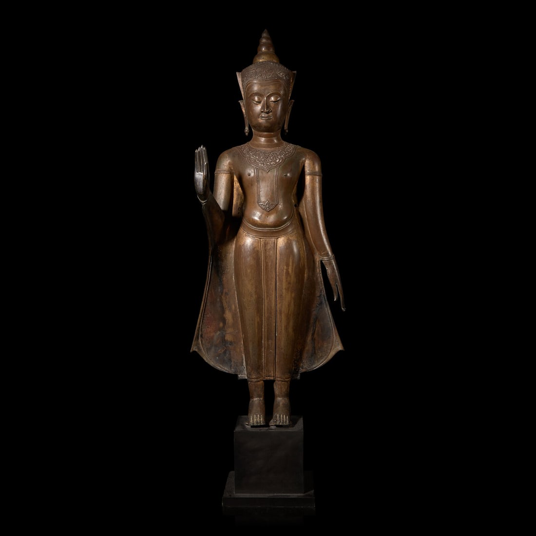 A Thai Bronze Figure of a Standing Buddha, Ayudhya Style, 17th Century or Later