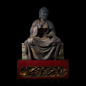 A Japanese Wood Figure of a Rakan, Edo Period