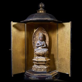 A Japanese Gilt and Lacquered Zushi Shrine, Edo Period