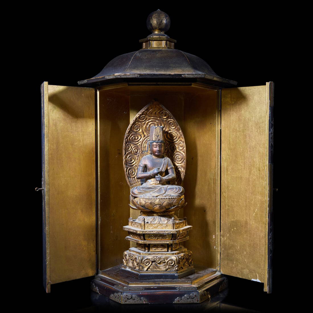 A Japanese Gilt and Lacquered Zushi Shrine, Edo Period