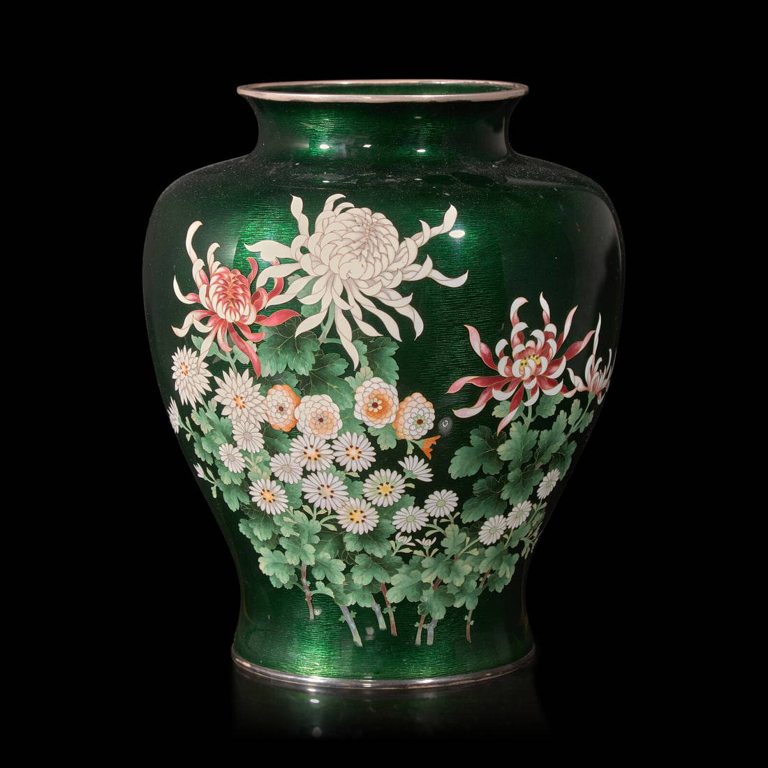 A Japanese Green Ground Cloisonné Vase, Ando Jubei Mark