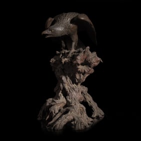 A Japanese Bronze Model of a Hawk, Meiji Period