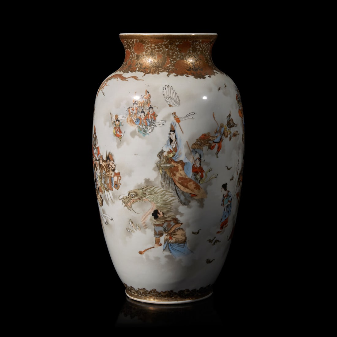 A Large and Finely Decorated Japanese Enameled Porcelain Vase, Meiji Period